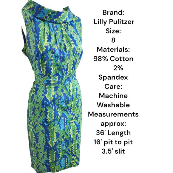 Lilly Pulitzer Lulu Dress Show Me Some Skin Prep Green Snakeskin Print Size 6 - Picture 3 of 12